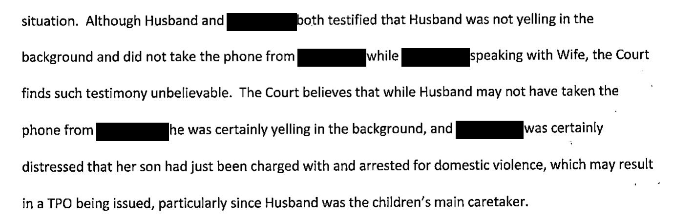 From Judge Steinhauer's June 8, 2022 order, page 24. The court's own finding about that phone call. My mother-in-law's name is redacted.