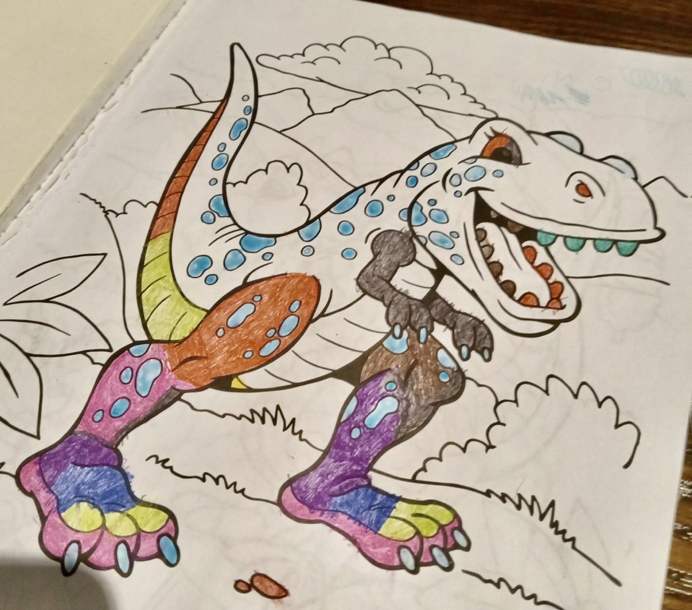 A dinosaur from that night's coloring, May 16, 2022.